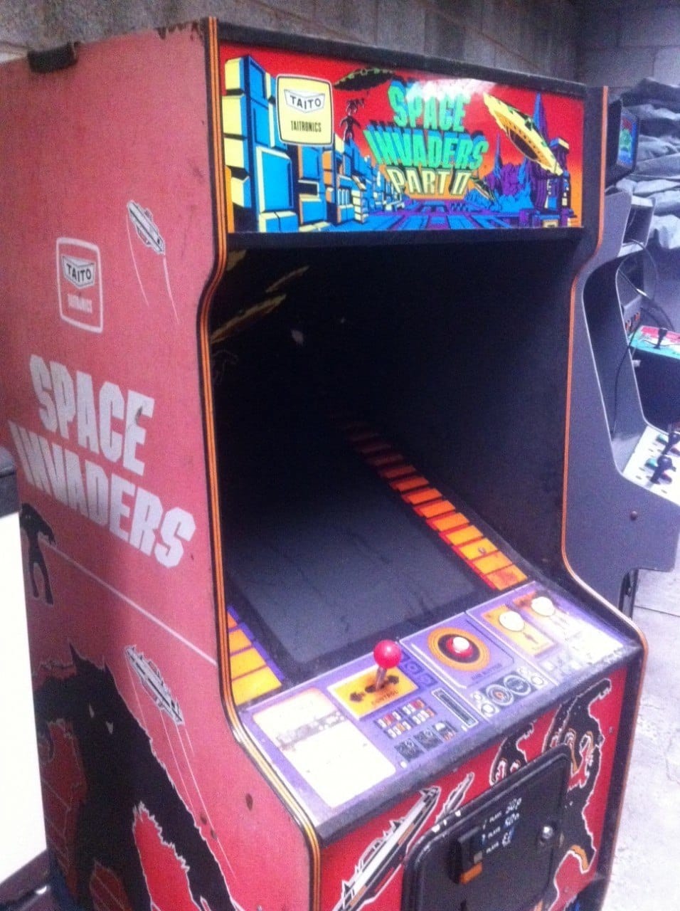 Original Red Space Invaders Arcade Machine